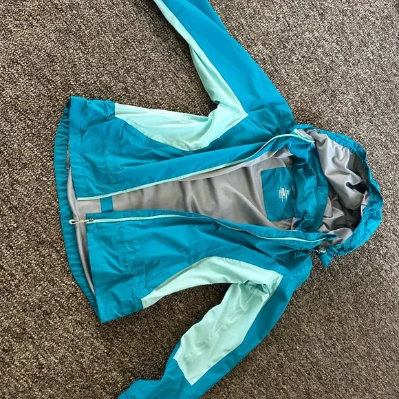 Women's Teal and Light Blue Running Jacket - Picture 1 of 4